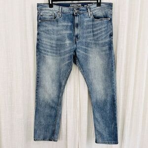 Levi Strauss Signature Faded Leg Distressed Tapered Leg Mens Jeans - 38 x 30